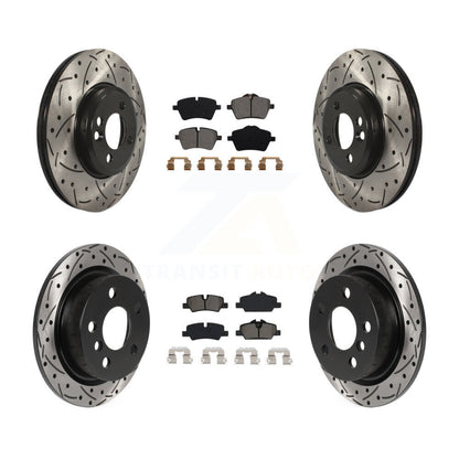 Drilled Slot Disc Brake Rotor & Semi-Metallic Pad Front Rear Kit For Mini Cooper