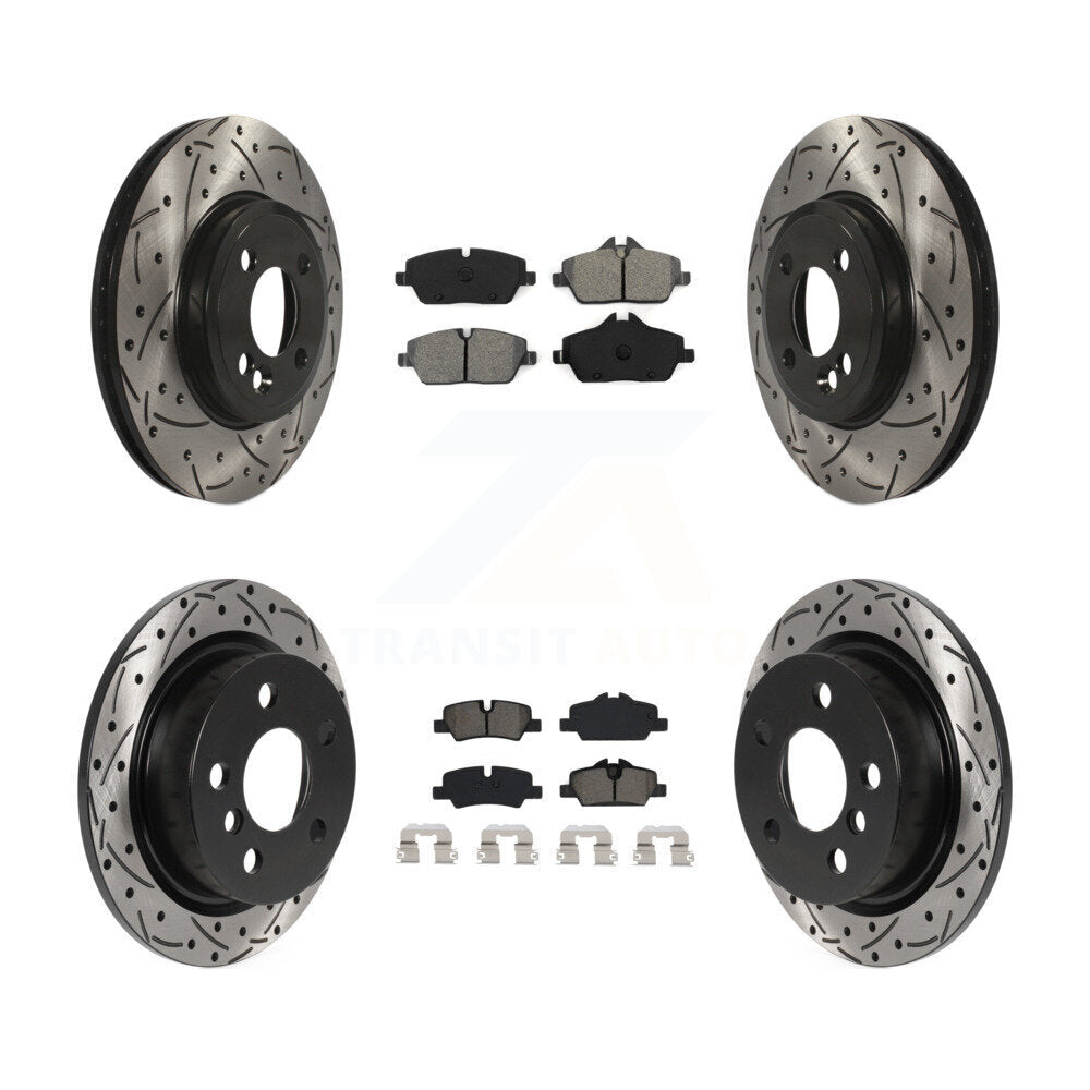 Drilled Slot Disc Brake Rotor & Semi-Metallic Pad Front Rear Kit For Mini Cooper