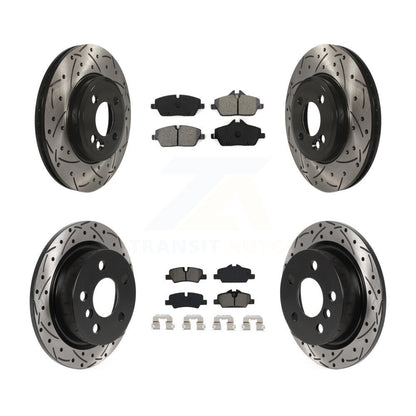 Drilled Slot Disc Brake Rotor & Semi-Metallic Pad Front Rear Kit For Mini Cooper