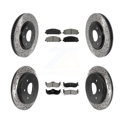 Drill Slot Brake Rotors Semi-Metallic Pad Front Rear Kit For Nissan TITAN Armada