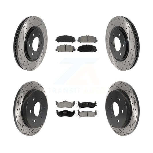 Drill Slot Brake Rotors Semi-Metallic Pad Front Rear Kit For Nissan TITAN Armada