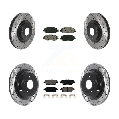 Drill Slot Brake Rotor Semi-Metallic Pad Front Rear Kit For Hyundai Genesis 3.8L