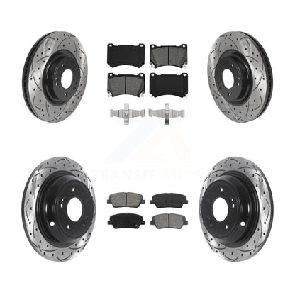 Drill Slot Brake Rotor Semi-Metallic Pad Front Rear Kit For Hyundai Genesis 4.6L