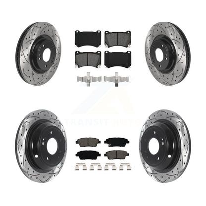 Drill Slot Disc Brake Rotor Semi-Metallic Pad Front Rear Kit For Hyundai Genesis