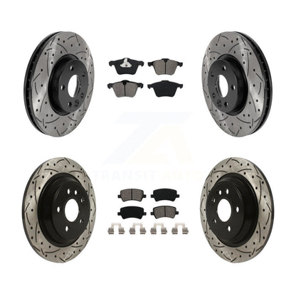 Coat Drill Slot Disc Brake Rotors Semi-Metallic Pad Front Rear Kit For Volvo V70