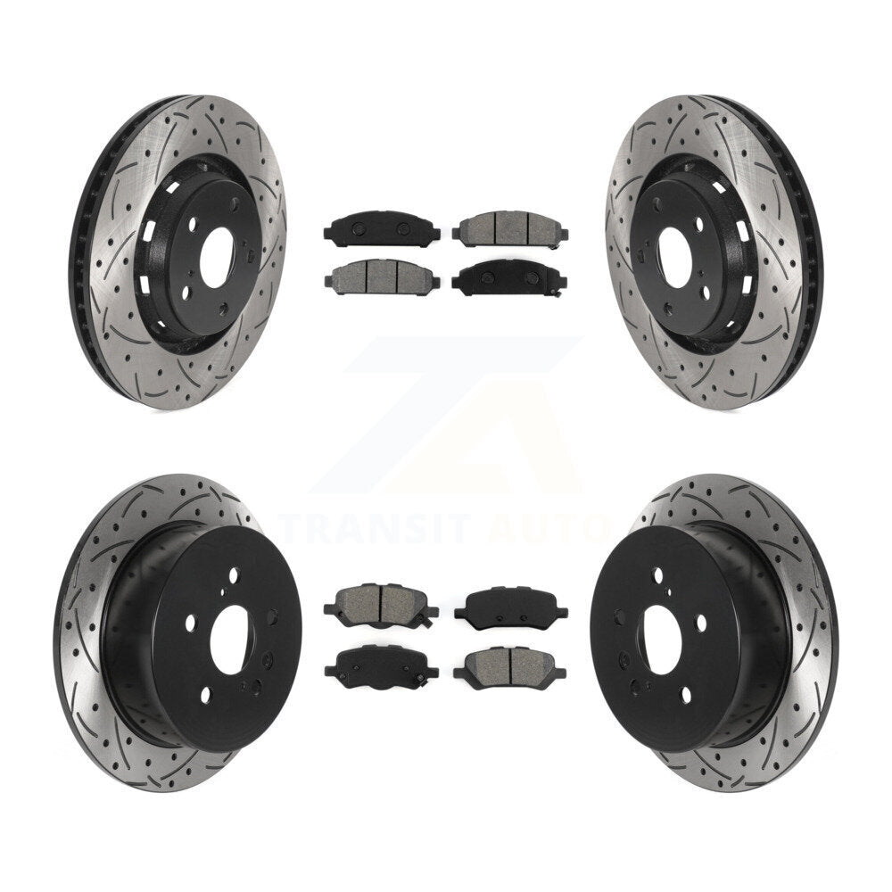 Drilled Slot Brake Rotor Semi-Metallic Pad Front Rear Kit For 09-16 Toyota Venza