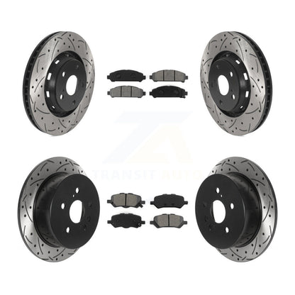 Drilled Slot Brake Rotor Semi-Metallic Pad Front Rear Kit For 09-16 Toyota Venza