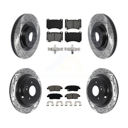 Drill Slot Brake Rotor Semi-Metallic Pad Front Rear Kit For Hyundai Genesis 5.0L