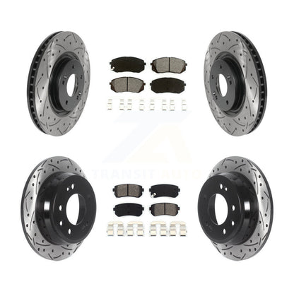 Drill Slot Disc Brake Rotors Semi-Metallic Pad Front Rear Kit For Hyundai Tucson