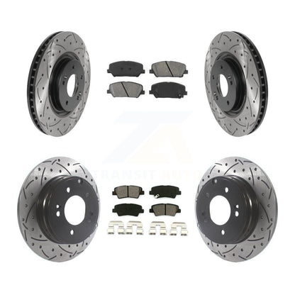 Drill Slot Disc Brake Rotor Semi-Metallic Pad Front Rear Kit For Kia Optima 2.0L