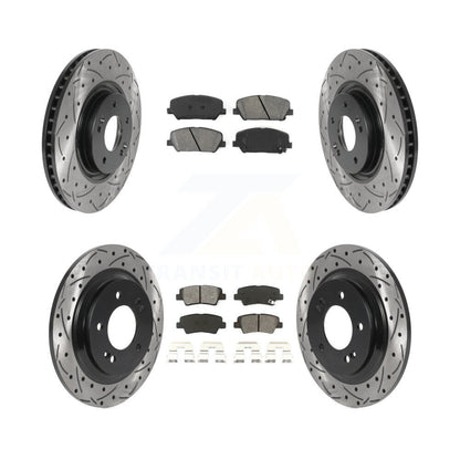 Drill Slot Disc Brake Rotor Semi-Metallic Pad Front Rear Kit For Kia Optima 2.0L
