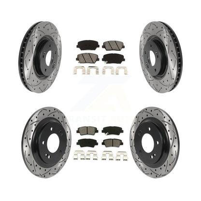 Drilled Slot Disc Brake Rotor Semi-Metallic Pad Front Rear Kit For Hyundai Azera