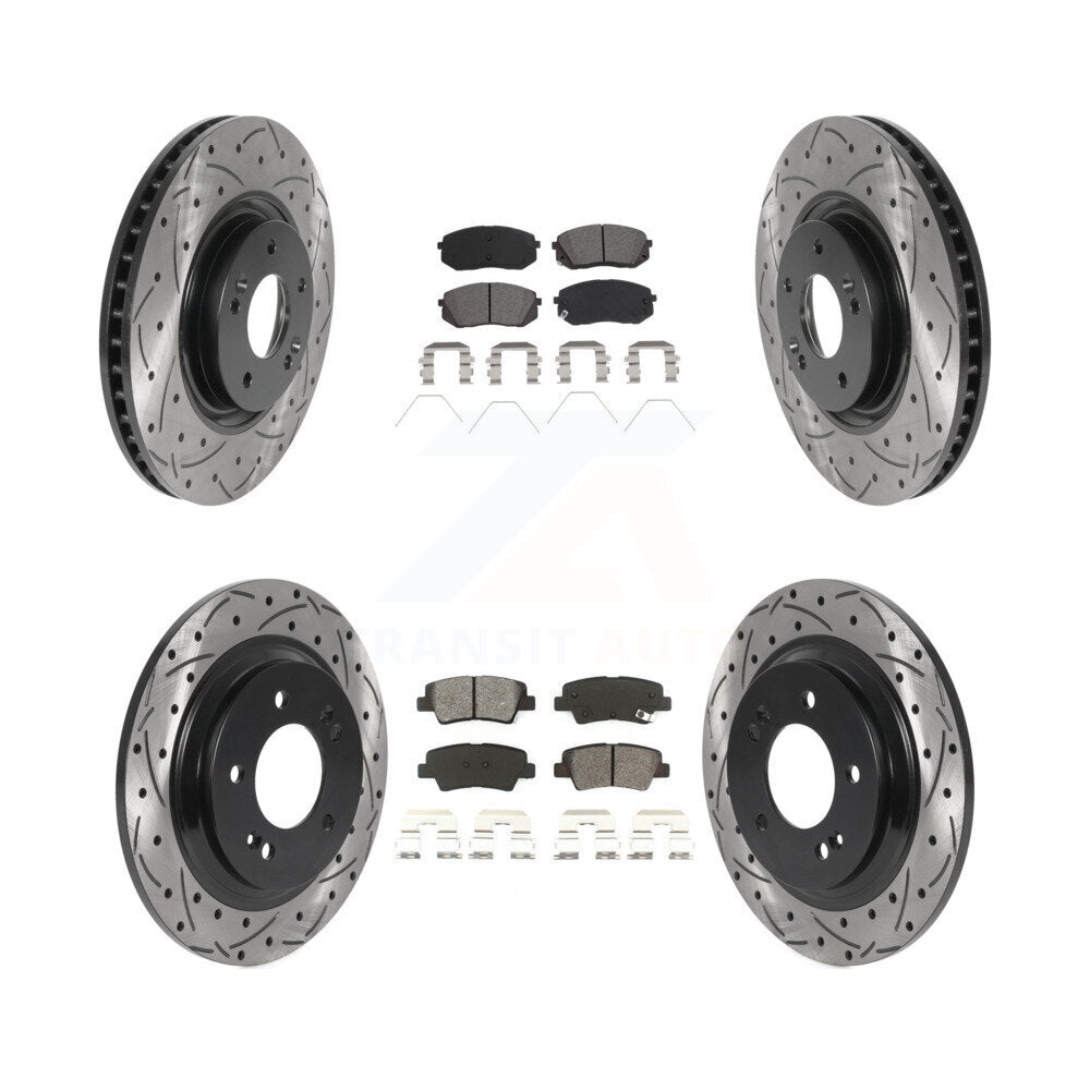 Drill Slot Disc Brake Rotors Semi-Metallic Pad Front Rear Kit For Hyundai Sonata