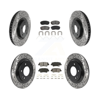 Drill Slot Disc Brake Rotors Semi-Metallic Pad Front Rear Kit For Hyundai Sonata