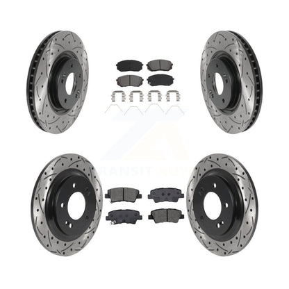 Coat Drill Slot Disc Brake Rotor Semi-Metallic Pad Front Rear Kit For Kia Optima