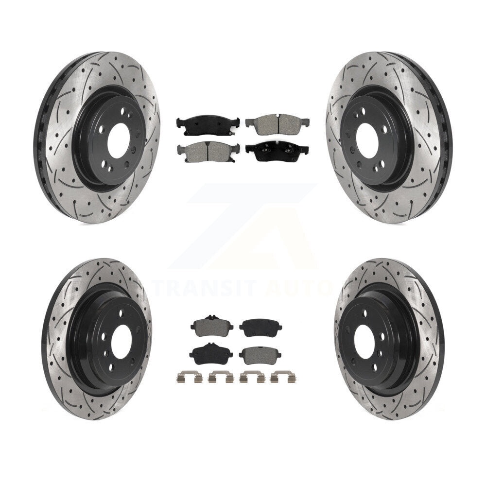 Drill Slot Brake Rotors Semi-Metallic Pad Front Rear Kit For Mercedes-Benz ML350