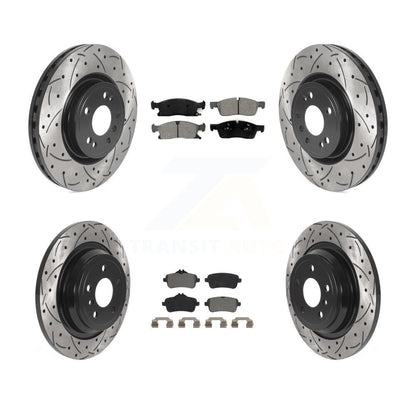 Drill Slot Brake Rotors Semi-Metallic Pad Front Rear Kit For Mercedes-Benz ML350