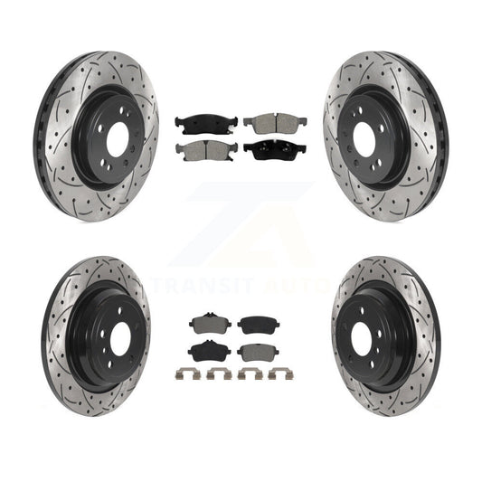 Drill Slot Brake Rotors Semi-Metallic Pad Front Rear Kit For Mercedes-Benz ML350