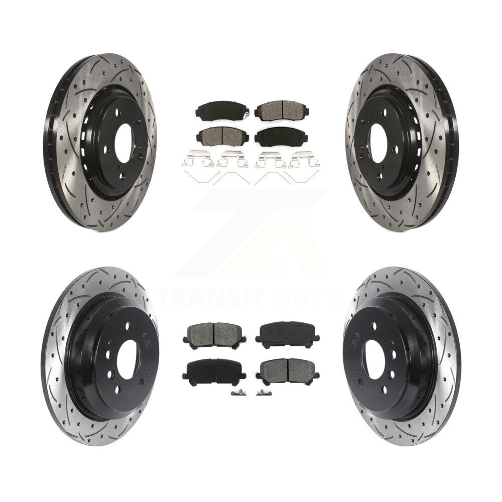 Drill Slot Brake Rotor Semi-Metallic Pad Front Rear Kit For 19-24 Honda Passport