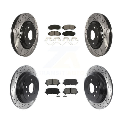 Drill Slot Brake Rotor Semi-Metallic Pad Front Rear Kit For 19-24 Honda Passport