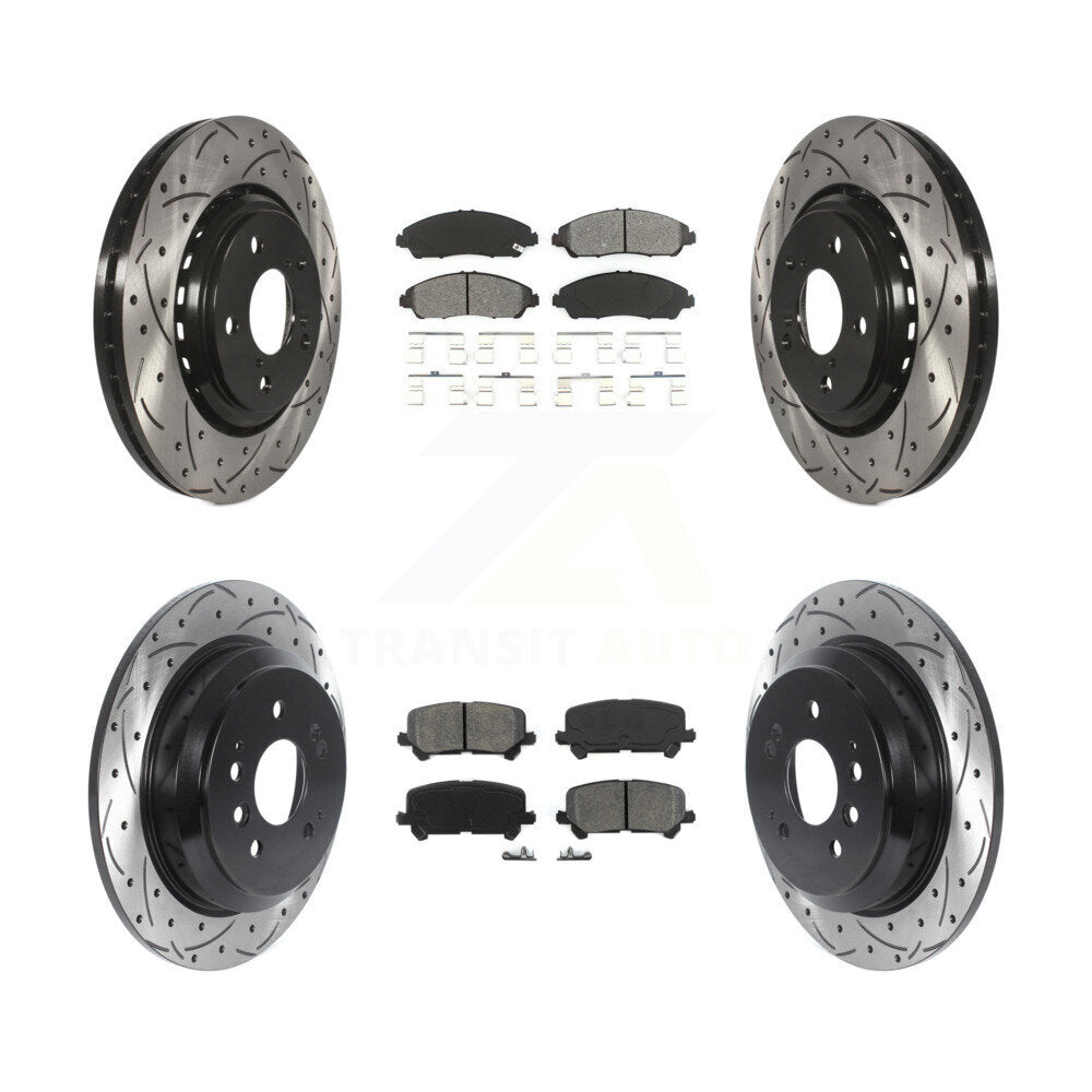 Drilled Slot Disc Brake Rotor & Semi-Metallic Pad Front Rear Kit For Honda Pilot