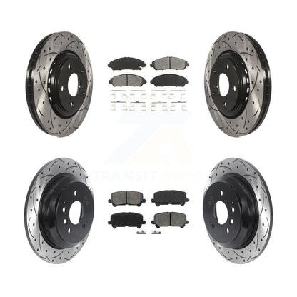 Drilled Slot Disc Brake Rotor & Semi-Metallic Pad Front Rear Kit For Honda Pilot