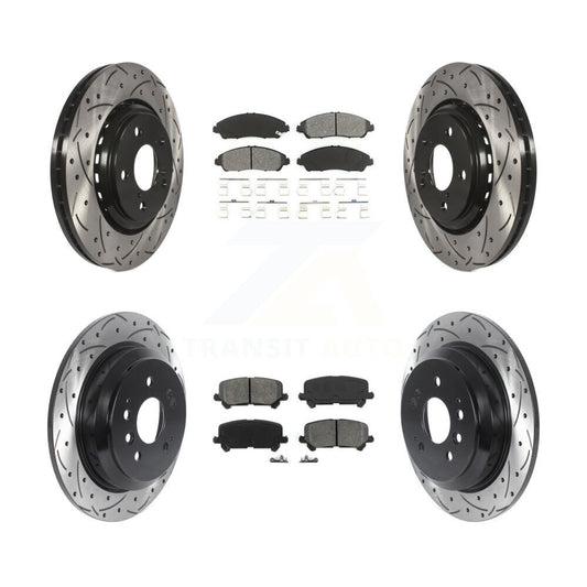 Drilled Slot Disc Brake Rotor & Semi-Metallic Pad Front Rear Kit For Honda Pilot