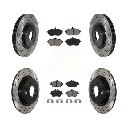 Drill Slot Brake Rotor Semi-Metallic Pad Front Rear Kit For Mercedes-Benz GLA250