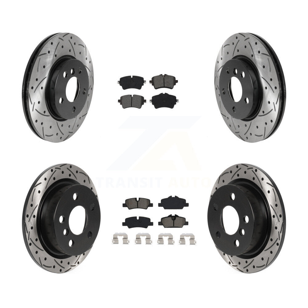Drilled Slot Disc Brake Rotor & Semi-Metallic Pad Front Rear Kit For Mini Cooper