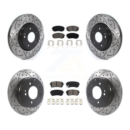 Drill Slot Disc Brake Rotors Semi-Metallic Pad Front Rear Kit For Hyundai Sonata