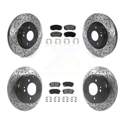 Coat Drill Slot Disc Brake Rotor Semi-Metallic Pad Front Rear Kit For Kia Optima