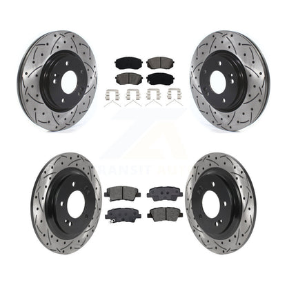 Coat Drill Slot Disc Brake Rotor Semi-Metallic Pad Front Rear Kit For Kia Optima