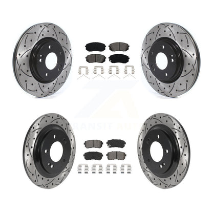 Coat Drill Slot Disc Brake Rotor Semi-Metallic Pad Front Rear Kit For Kia Optima