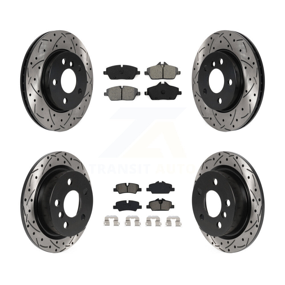 Drilled Slot Disc Brake Rotor & Semi-Metallic Pad Front Rear Kit For Mini Cooper