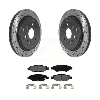 Drilled Slot Brake Rotor & Semi-Metallic Pad Rear Kit For Cadillac SRX Saab 9-4X