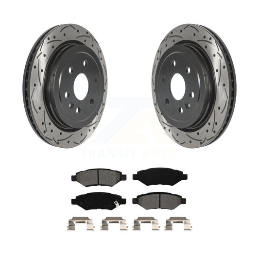 Drilled Slot Brake Rotor & Semi-Metallic Pad Rear Kit For Cadillac SRX Saab 9-4X
