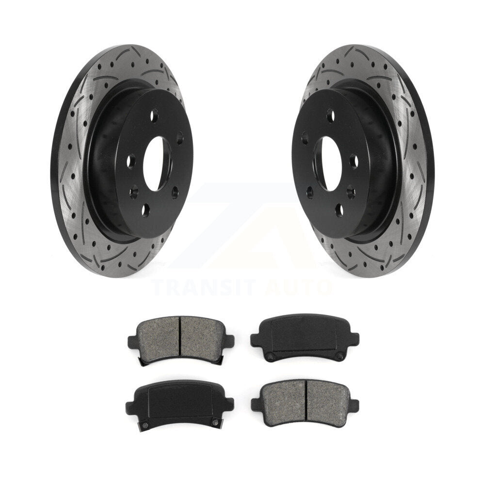 Drilled Slot Brake Rotor & Semi-Metallic Pad Rear Kit For Chevrolet Malibu Buick