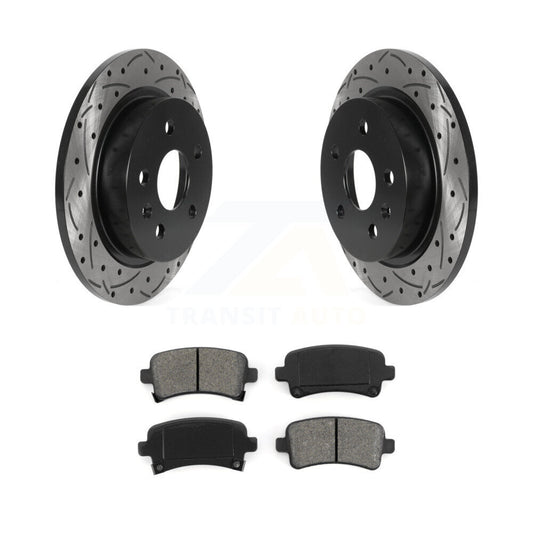 Drilled Slot Brake Rotor & Semi-Metallic Pad Rear Kit For Chevrolet Malibu Buick