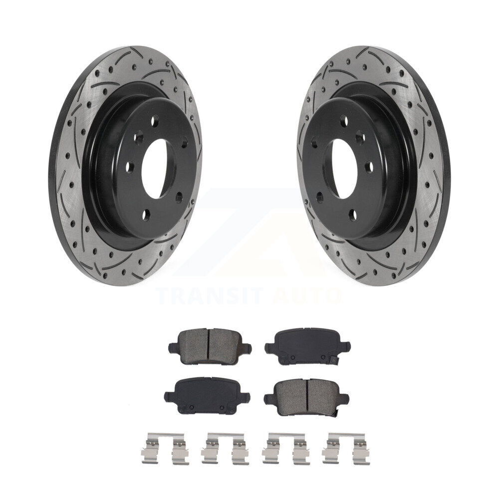Drill Slot Disc Brake Rotor Semi-Metallic Pad Rear Kit For Chevrolet Equinox GMC