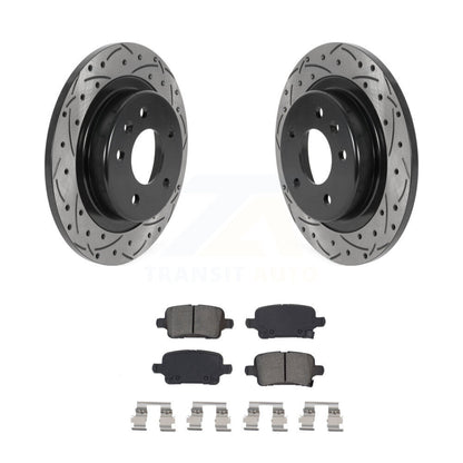 Drill Slot Disc Brake Rotor Semi-Metallic Pad Rear Kit For Chevrolet Equinox GMC