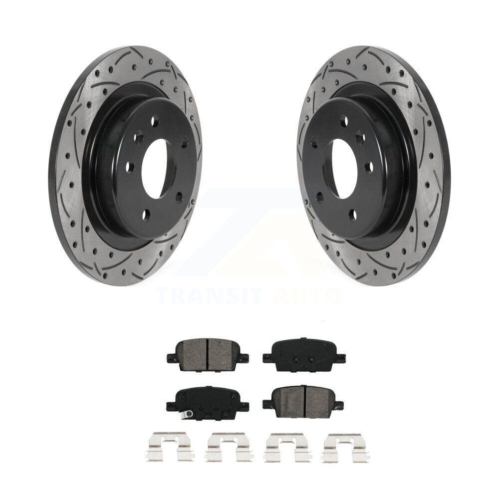 Coat Drill Slot Disc Brake Rotor Semi-Metallic Pad Rear Kit For Chevrolet Malibu