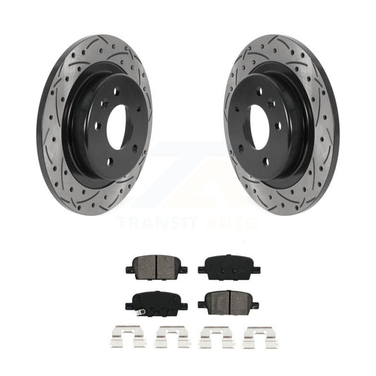 Coat Drill Slot Disc Brake Rotor Semi-Metallic Pad Rear Kit For Chevrolet Malibu
