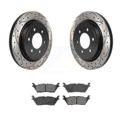 Drill Slot Disc Brake Rotor Semi-Metallic Pad Rear Kit For Ford F-150 Expedition