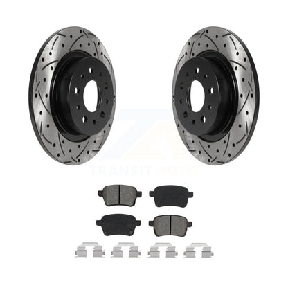 Drilled Slot Disc Brake Rotor Semi-Metallic Pad Rear Kit For 2014-2020 Fiat 500L