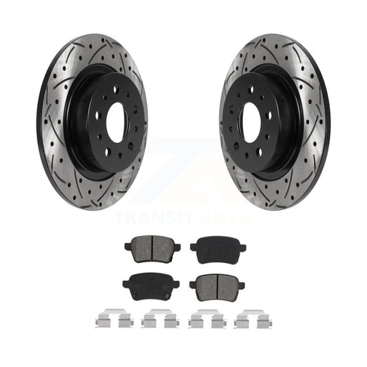 Drilled Slot Disc Brake Rotor Semi-Metallic Pad Rear Kit For 2014-2020 Fiat 500L