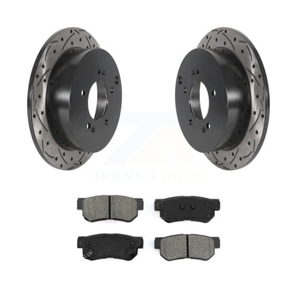 Drilled Slot Brake Rotor Semi-Metallic Pad Rear Kit For Hyundai Tucson Kia Santa
