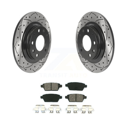 Drilled Slot Brake Rotors Semi-Metallic Pad Rear Kit For Ford Fusion Mazda 6 MKZ