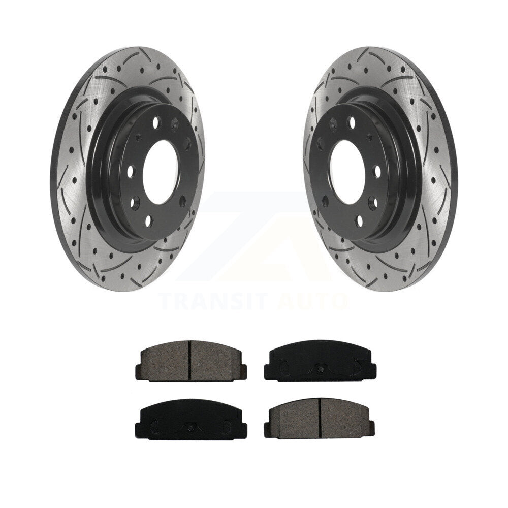 Coat Drill Slot Disc Brake Rotors Semi-Metallic Pad Rear Kit For Mazda 6 Protege