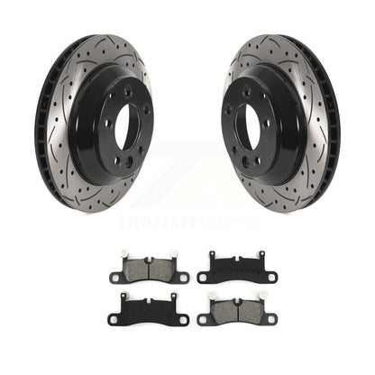 Drill Slot Brake Rotor Semi-Metallic Pad Rear Kit For Volkswagen Touareg Porsche