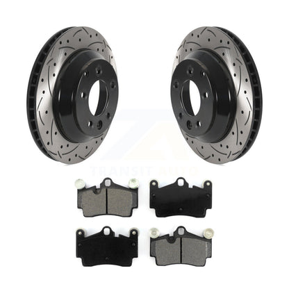 Drilled Slot Brake Rotors Semi-Metallic Pad Rear Kit For Audi Q7 Porsche Cayenne